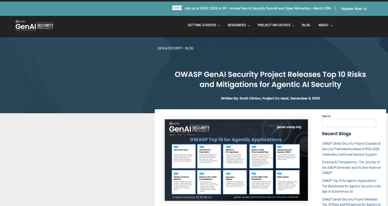 OWASP Top 10 Agentic AI Risks